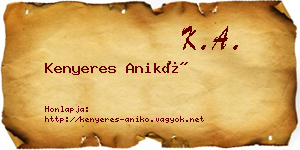 Kenyeres Anikó névjegykártya